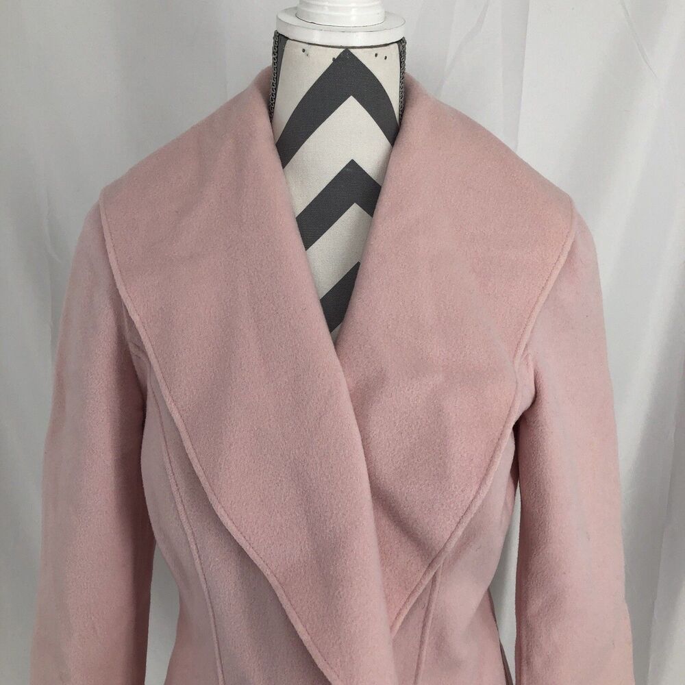 Dana Buchman Pink Open Front Shawl Neck Wool Jacket Removable Shoulder Pads 8